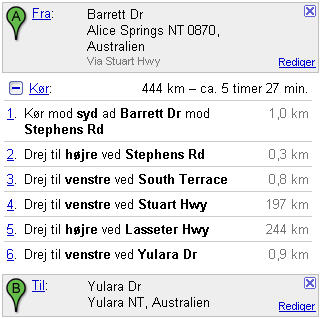 Rute beskrivelse til Ayers Rock, mandag den 3. marts 2008